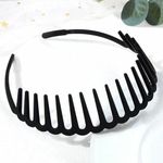 (Pack of 3 Pcs), Women Headband Resin Hair Hoop Teeth Comb Hairband Non Slip Hair Accessory, Toothed Press Hairband New Texture Plastic Wash Basic Hairband Ladies Hair Accessories, Black Color