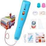Kretrum Low Temperature 3D Printing Pen Kit with Cute Shape Wireless 3D Pen, 17 Color 1.75mm PCL Filament, Car Stencil and Fun Small Car Toy Base Crayon 3D Stylo 3D (Blue)