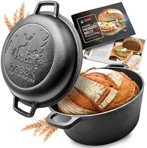 besok 26cm Gusseisen Topf Brot backen - Brotbackform mit Deckel für selbstgemachtes Brot - Ideal als Brotbacktopf, Brotbackzubehör, Gusseisentopf, Brottopf, Brotform, Gusstopf, cast iron pot