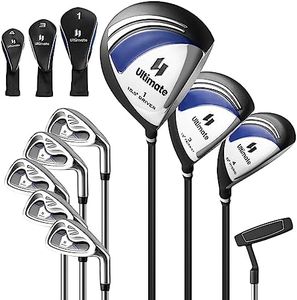 COSTWAY Men's Golf Club Set, 9 Pieces Complete Set with 460cc Alloy Driver, 3# Fairway Wood, 4# Hybrid, 6-9# & P Irons and Putter, Head Covers Inculded