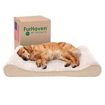 Furhaven Orthopedic Dog Bed for Large Dogs w/Removable Washable Cover, For Dogs Up to 75 lbs - Ultra Plush Faux Fur & Suede Luxe Lounger Contour Mattress - Cream, Jumbo/XL