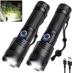 QOPOYU LED Rechargeable Flashlights High Lumens Flash Light, 990,000 Lumens Super Bright Powerful Tactical Flashlight, 5 Modes IPX6 Waterproof Handheld Flashlights for Camping Emergencies