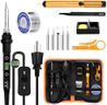 Soldering Iron Kit 80W LCD Adjustable Temperature 180-520℃ Solder Kit Electronics 12 in 1 Welding Tools with ON/Off Switch, Solder Wire, 5 Soldering Tips, Desoldering Pump, Stand, Tweezers