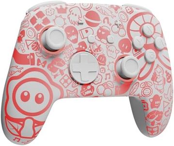 PALPOW [Luminous Pattern] Firefly Switch Pro Controller Wireless Compatible with Switch/OLED/Lite, Bluetooth Gamepad Remote with 7 LED Colors/Paddle/Turbo - White