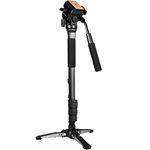 Koolehaoda Camera Aluminum Monopod with Fluid Head and Foldable Tripod Base for DSLR Camera.Max Height 148cm / 58 inch. Payload up to 3kg/6.6lbs.(YT-288)