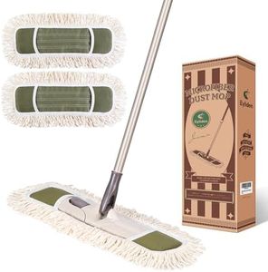 Eyliden Dust Mop with Reusable Washable Pads - One Touch Replacement, Height Adjustable Handle, Total 2 Mop Cloths, Wet Dry Mops for Floor Cleaning, Hardwood, Laminate, Tile Floor Push Dust Broom