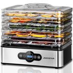 Aigostar 5 Tier Food Dehydrator, 240W Food Dryer Machine with 99 H-Timer, 35-70℃ Temperature Adjustable and LED Display for Drying Fruit, Meat, Vegetable, Jerky and Pet Treat, BPA Free - Crispy 12YXA