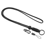 PATIKIL Paracord Lanyard 20.5 Inch, Necklace Keychain Cord Metal Clasp Hook Ring Strap for Keys Whistle ID Card Badge Holder, Black