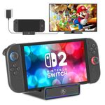 RREAKA Switch 2 TV Dock, Portable Docking Station Compatible with Nintendo Switch 2 Console ONLY, 4K@144Hz HDMI Output, 100W Charging Input, USB 3.0 Port [Not for Switch 1/OLED]