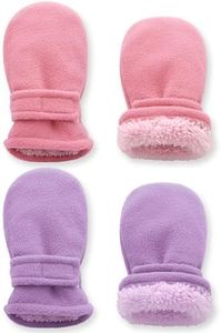 Pro Goleem Toddler Mittens Winter Gloves for Boys & Girls, Fleece Lined Warm Snow Gloves, 2 Pair Pack, Baby Infant Winter Mittens, Cold Weather Ski Gloves for Kids, Purple and Pink Size S