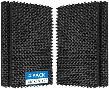 Geynnple 4 Pack Sound Proof Foam Panels |48"×24"×2" Quick-Recovery Soundproof Wall Panels | High Density Sound Dampening Panels for Home Studio (Black)