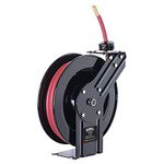 Umi. Air Hose Reel Retractable 7.5m 25' Feet x 3/8" Inch Connection Premium Commercial SBR Hose Max 300 Psi Steel Construction Wall Mounting Heavy Duty