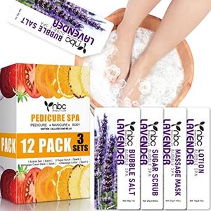 nbc BeautiLab 4 in 1 Foot Soak, Foot Callus Remover With Bubble Salt, Sugar Scrub, Massage Mask, Massage Lotion In a Box, 4 Step Foot Spa Kit For Dry Cracked Feet, Softens Calluses, Athletes Foot, Soothes Sore and Tired Feet (3 set Lavender)