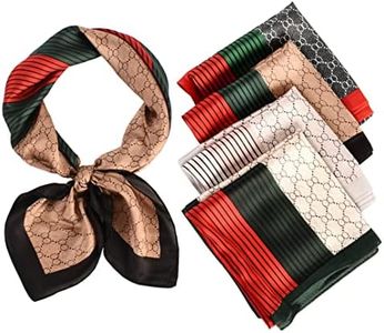 4/5 Pcs 27.5 Inch Head Scarf Silk Bandana Satin Hair Scarf Square Neck Scarf for Women Girls, C-01, 27.5 Inch