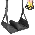 Portable Foot Hammock for Airplane, Foldable Hanging Foot Rest with Interval Sponge, Desk Leg Hammock with Thick Support Plates for Travel, Work, Home, Airplane Travel Essentials