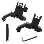 Fiber Optics Iron Sights, Low Profile 45 Degree Front and Rear Backup AR Sights, All Metal Construction Two Aperture Sight with Red and Green Dots for Picatinny and Weaver Rail