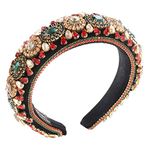(big rhinestone) - Padded Rhinestone Headband Bejewelled Crystal Velvet Wide hairband Party Headwear Hair Accessories for Women Girls (big rhinestone)