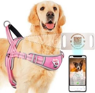 ADVENTUREMORE Dog Harness for Large Dogs No Pull with QR Code Dog Tag, Adjustable Reflective Breathable Dog Vest Harness with Easy Control Front Clip Handle for Training Walking XXL Pink
