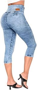 LOWLA Colombian High Waisted Butt Lifting Capri Jeans for Women Pantalones Altos Cintura Alta Colombianos Levanta Cola Blue 2