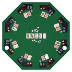 48 Inch Foldable Poker Table Top for 8 Players, Octagon Poker Table Topper with Chips Tray & Cup Holders, Professional Texas Hold’em Poker Table Mat Layout with Carrying Bag for Card Casino Games