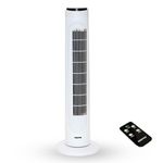 GEEPAS 29 Inch Tower Fan with Remote Control – Oscillating Cooling Fan, 3 Speed with 7.5 Hour Timer - Portable Free Standing Air Cooling Fan for Home or Office White, Quite Cooling, 2 Year Warranty