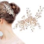 PALAY Flower Hair Clips for Women Bridal Hair Accessories for Women Wedding Rhinestones Handmade Metal Floral Hair Clip Headpiece for Bridal Bridesmaid Wedding Evening Party