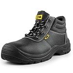 Black Hammer Mens Safety Boots Work Shoes Leather Steel Toe Cap Lightweight Footwear S3 SRC 1400 (11 UK) Black