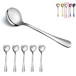 Soup Spoons, Kyraton 6 Pieces 19 cm Stainless Steel Round Spoons,Dinner Spoon Table Spoon, Spoons Silverware Dishwasher Safe Set of 6