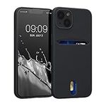 kwmobile Case Compatible with Apple iPhone 13 - Soft TPU Phone Cover with Card Holder and Silicone Finish - Black