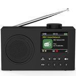 Mycket DAB Radio Portable, DAB Plus Digital Radio, FM Radio, Small Kitchen Radio Mains and Battery, Dual Alarms Clock, Sleep Timer, 40 Presets Stations, Headphone port, 2.4" Large Colour Display