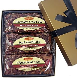 Jane Parker Fruitcake Triple Delight Fruit Cake Assortment, 3 Pound Gift Box, Chocolate, Dark, Classic (Packaging may vary)