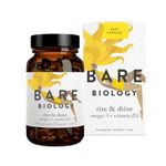 Bare Biology Omega 3 Fish Oil + Vitamin D3 - Rise & Shine Capsules (30 Servings) EPA 755mg DHA 377mg, 1000IU, Immune Health Supplement, Super Strength/Sustainably Sourced Fish