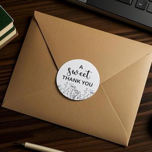 120 x Round Stickers for Wedding Favors, Welcome Stickers for Cake and Sweets - Sweet Thank You Design, Wedding Candy Bag Stickers, 1.6"