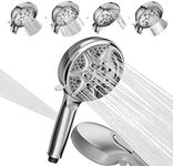 SparkPod 5 Inch 9 Spray Setting Shower Head - Handheld High Pressure Jet with On/Off Switch, Pause & Waterfall Setting- Premium ABS Removable Handheld Shower Head (Handheld Only, Polished Chrome)