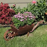 Sunnydaze Outdoor Wooden Decorative Wheelbarrow Planter - for Indoor or Outdoor Use - 35 x 10 x 11 Inches - Brown