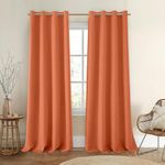 HOMEIDEAS 100% Blackout Curtains 2 Panels 52 X 96 Inches Faux Linen Curtains Orange Room Darkening Curtains Thermal Insulated Grommet Fall Curtains for Living Room/Bedroom