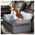 Avont Dog Booster Car Seat, Puppy Cat Pet Portable Travel Bed Carrier with Elevated Cushion for Small Medium Doggies Under 30 lbs -Grey