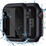 Tensea for Waterproof Apple Watch Screen Protector Case 44mm SE 3/SE 2nd Generation/SE/Series 6/5/4 Accessories, iWatch Protective PC Face Cover with Tempered Glass Film for Women Men, 44 mm