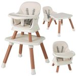 COSTWAY High Chairs for Babies and Toddlers, 6 in 1 Convertible Highchair/Table Chair Set/Building Block Table/Booster Seat/Toddler Chair with Safety Harness, Removable Tray (Beige, 58x58x98cm)