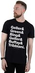 Friends Men's Surnames Text T-Shirt Black Large