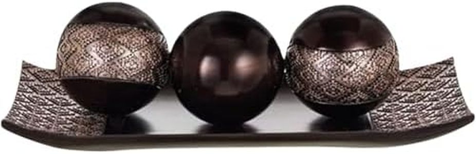 HomeRoots Tray and Orbs Balls Set of 3 | Beautiful Decoration Centerpiece, Home Decor | Decorative Accents Balls for Living Room, Coffee and Dining Table Décor