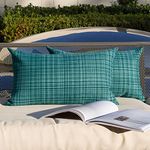 Kevin Textile Pack of 2 Decorative Outdoor Waterproof Throw Pillow Covers Lumbar Pillowcases Modern Cushion Cases for Patio Couch Bench 12 x 20 Inch Teal