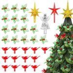 Ceramic Christmas Tree Replacement Light Bulbs Set, 100Pcs Vintage Ceramic Christmas Tree Replacement Bulbs Medium Light Bulbs Ornaments and 3Pcs Topper Stars for Ceramic Christmas Tree