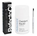 RefectoCil Black (#1) Hair Tinting Kit Includes Eyebrow Tint + Liquid Oxidant 3% + Mixing Brush