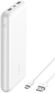 Belkin BoostCharge USB-C Portable Charger 20,000 mAh, 20K Power Bank w/ 1 USB-C Port and 2 USB-A Ports & Included USB-C to USB-A Cable for iPhone 15/Plus/Pro/Pro Max, Samsung Galaxy S24 & More -Silver