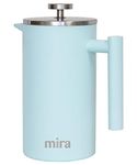 MIRA 20 oz Stainless Steel French Press Coffee Maker | Double Walled Insulated Coffee & Tea Brewer Pot & Maker | Keeps Brewed Coffee or Tea Hot | Pearl Blue