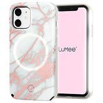 Case-Mate LuMee Halo by - Light Up Selfie Case for iPhone 12 Mini (5G) - Front & Rear Illumination - 5.4 Inch - Rose Gold White Marble