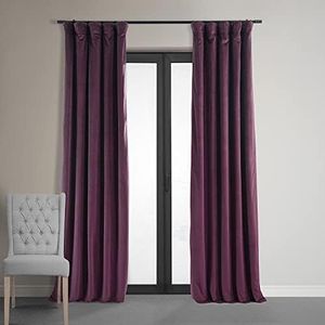 HPD Half Price Drapes Signature Velvet Thermal Blackout Curtains for Living Room 84 Inch Long (1 Panel) Rod Pocket Insulated Blackout Curtains for Bedroom Window Curtains, 50W x 84L, Cabernet