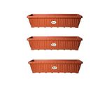 Green Live 25 Inch Rectangular Planter Pot - Brown, Indoor/Outdoor Plastic Flower Pot, (Pack of 3), Perfect for Garden, Balcony, Flower Pot and Home Decor.