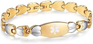 Fashion Golden Double Heart Medical id bracelet for women-(7)